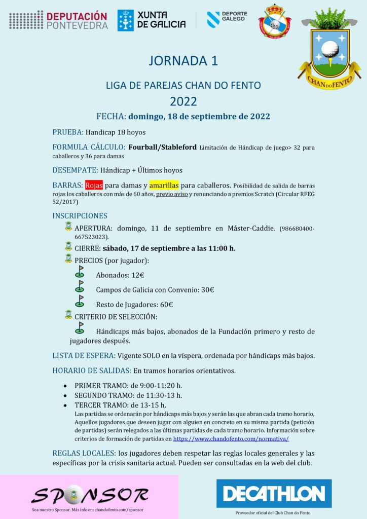 Jornada 1 – Liga Parejas 2022 – Chan do Fento
